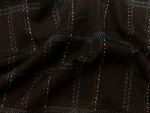 Strickstoff - Karomuster - dunkelbraun - blau 