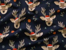 Leicht angerauter Sweat Swafing Holly - weihnachtliche Rentiere - dunkelblau