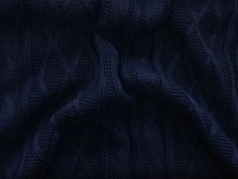 Strickstoff Big Knit mit Waben- und Zopfmuster - 370 gr/qm - dunkelblau