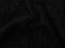 Strickstoff Big Knit mit Waben- und Zopfmuster - 370 gr/qm - schwarz