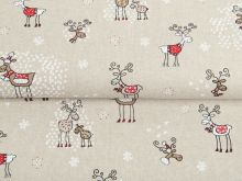 Dekostoff Christmas – Weihnachtliche Rentiere und Schneeflocken – Natur
