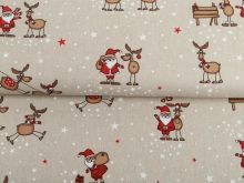 Dekostoff Christmas – Weihnachtsmänner und Rentiere