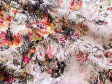Hochwertige Spitze - bunte Blumen - weiß-rosa