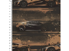 Baumwolle Jersey Stoff Digitaldruck -Sportwagen - Haselnussbraun