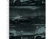 Baumwolle Jersey Stoff Digitaldruck -Sportwagen - Petrol