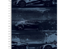 Baumwolle Jersey Stoff Digitaldruck -Sportwagen - Jeansblau