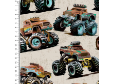 Alpenfleece Jogging Stoff - Monstertruck - Ecru