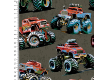 Alpenfleece Jogging Stoff - Monstertruck - Olivgrün