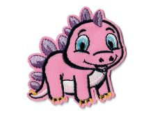 Stick-Applikation zum Aufbügeln ca. 6,0 cm x 6,0 cm - süßer Dino - rosa