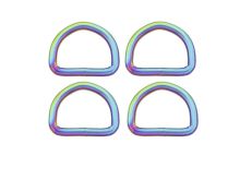 Halbrundringe / D-Ringe Metall - 4 Stück ca. 26 mm - regenbogen