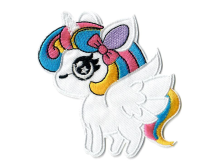 Stick-Applikation zum Aufbügeln ca. 7,0 cm x 8,0 cm - kleines Einhorn - weiß