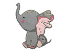 Stick - Applikation zum Aufbügeln ca. 15 cm x 12 cm - Elefant (Linksblick) - grau