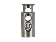 2 Kordelstopper - 23 x 10 mm - für Kordeln mit max. 4 mm Durchmesser - silberfarben