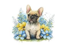 Transfer-Applikation zum Aufbügeln ca. 15 cm x 14 cm - kleine Bulldogge