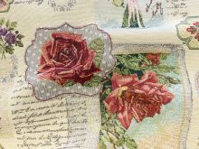Jacquard Gobelin Dekostoff - verschiedene Blumen - beige