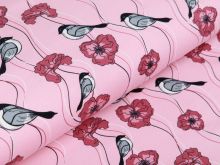 Jersey - Vögel auf Blumen - rosé