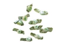 Nahaufnahme von Set Mini Röschen zum Annähen - kleine Rosen - mintgrün