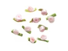 Nahaufnahme von Set Mini Röschen zum Annähen 10 Stück - Rosen - rosa