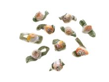 Nahaufnahme von Set Mini Röschen zum Annähen 10 Stück - Rosen mit Glitzer - lachs
