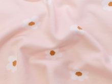Nahaufnahme von Jersey Digitaldruck - weiße Blümchen - rosa