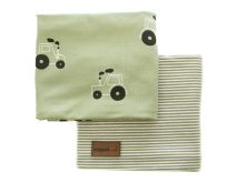 Jersey Stoffpaket mit Kunstleder-Label - Traktoren - olivgrün