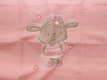 Nahaufnahme von Sweat French Terry PANEL ca 30 cm  x 38 cm gestreift - süßer Hase - rosa