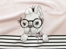 Sweat French Terry PANEL ca 29 cm  x 39 cm - Frenchie - rosa - weiß