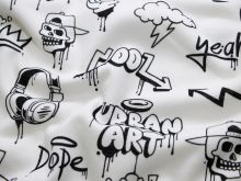 Alpenfleece - coole Graffity-Symbole - wollweiß