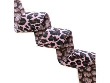 Gummiband Animalprint Leomuster ca. 40mm - rosa/braun