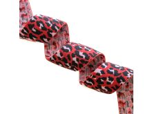 Gummiband Animalprint Leomuster ca. 40mm - rot/rosa
