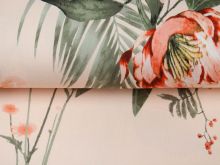 Elastischer Hosen- und Jackenstoff - hübsche Blumen - puderrosa