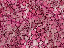 Hochwertige Spitze - Blütenoptik - pink-schwarz