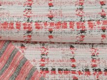 Leichter Strickstoff Doubleface mit Glitzer - Karos - creme