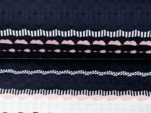 Elastischer Blusenstoff - eingearbeitete Muster - dunkles blau