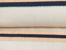 Dekostoff in Leinenoptik mit Schmuckband - Streifen - beige
