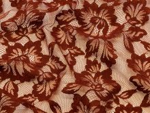 Hochwertige elastische Spitze - Blumenmuster - rostfarben
