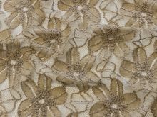Hochwertige elastische Spitze - Blütenmuster - beige