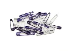 Sicherheitsnadeln 28 x 0,8 mm - dunkellila, lila und weiß - 24 Stück