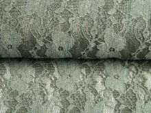 Elastische Spitze leicht glänzend - Blumenranken - uni olive