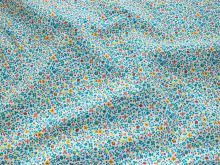 Webware Baumwolle Swafing - Happy Easter - kleine Frühlingsblümchen - weiß - blau
