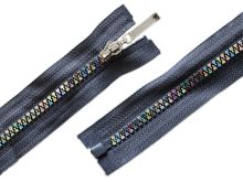 Reißverschluss mit Regenbogen Effekt teilbar - 5 mm x 40 cm - grau