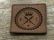 Label Kunstleder KDS - Krone und Schwerter  - braun