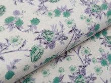 Jersey Viskose Leinenoptik - Strohblumen - beige/grün