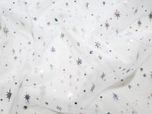Tüll Elsa Swafing - soft - glitzernde Sternchen - weiß