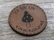 Label Kunstleder KDS - ICH BIN EIN Glückskind - braun