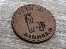Label Kunstleder KDS - ICH BIN EIN EINHORN - braun
