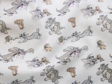 Webware Baumwolle Swafing Tom&Jerry - Tom und Jerry machen Quatsch - weiß