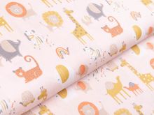 Webware Baumwolle Popeline by Poppy - verschiedene Zootiere - rosa