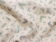 Dekostoff Half-Panama Leinenoptik - verschiedene kleine Blätter - sand