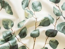 Beschichteter Dekostoff Half-Panama Leinenoptik - Eucalyptus - creme